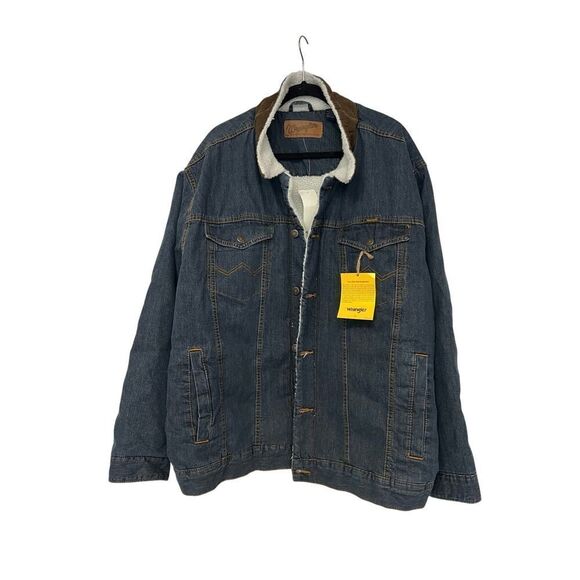 WRANGLER BRAND NEW WESTERN LINED MENS DENIM JACKET SIZE XXL - Picture 6 of 10